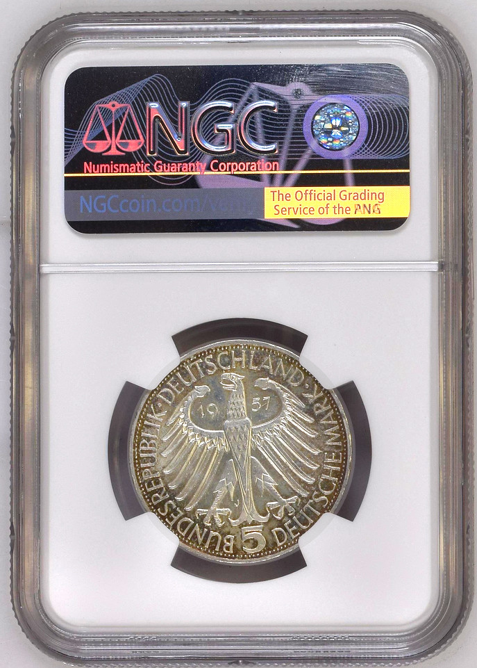 Niemcy, RFN. 5 Marek 1957 J Eichendorff NGC MS64 - RZADKIE